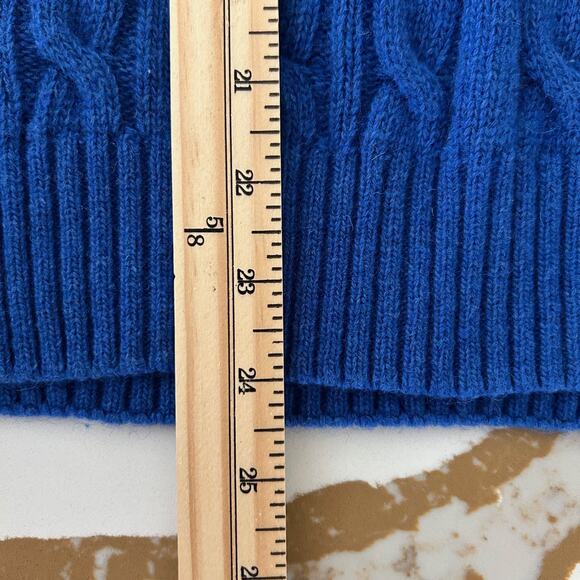 Gianetti Sweater Wool Pullover Cable Knit SZL Blue 1/4 Zip Classic Preppy - Picture 8 of 10